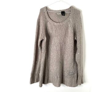 Harley-Davidson Grey Silver Sequin Knit Scoop Neck Sweater